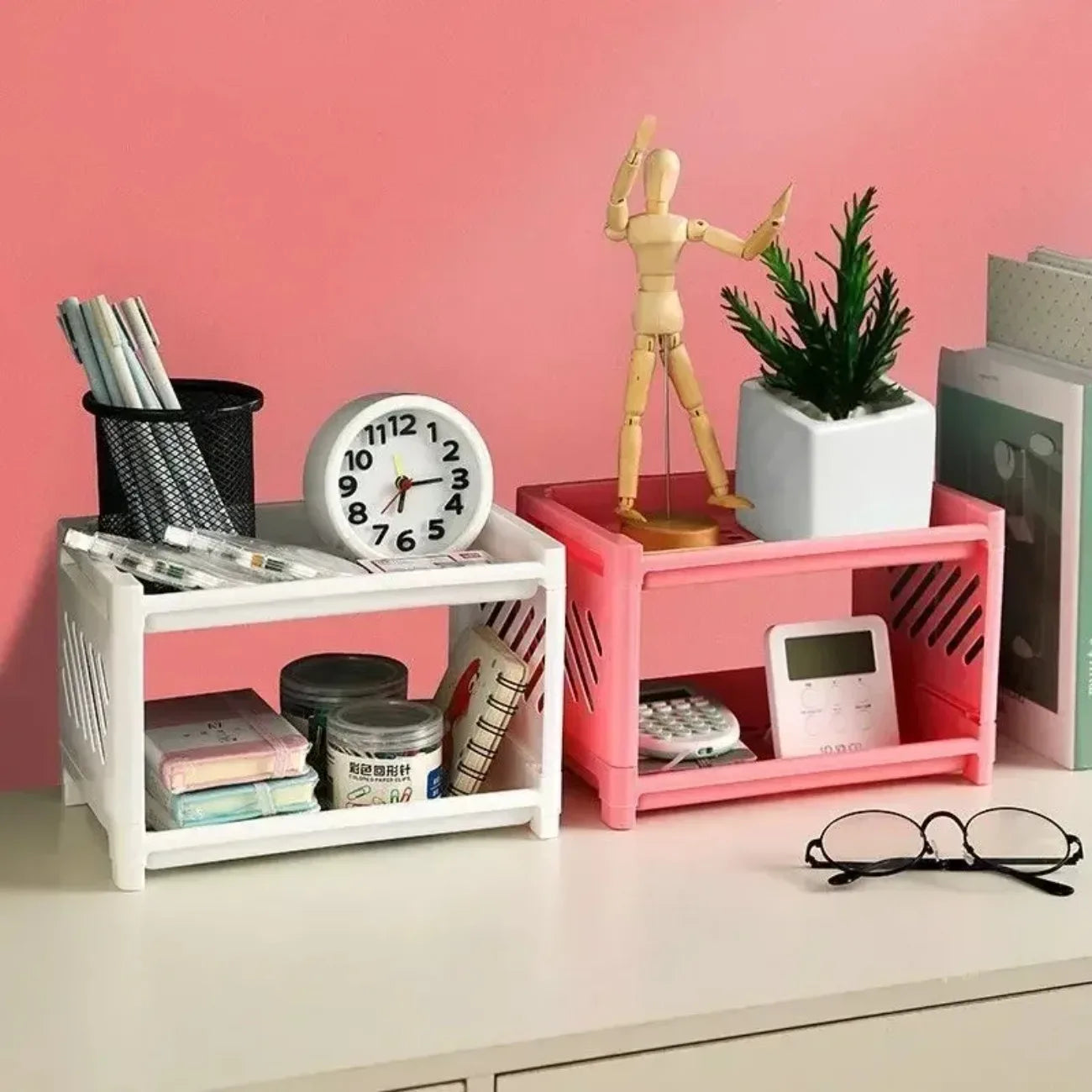 LevaDesk DuoDeck Double-Shelf Storage Rack